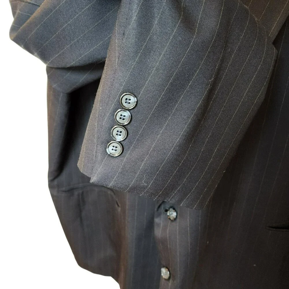 Robert Kent Wool Blazer 100%‎ Wool | 2-Button Pinstripe Suit Jacket 29x27